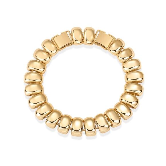 14k Gold Plated Chunky Ribbed Bracelet - Picture 2 of 4